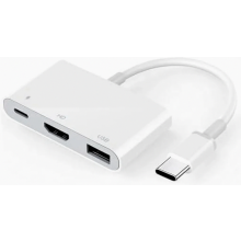 USB-C HDMI Adapter 3-in-1 4K HDMI, 100W PD Ladeanschluss & USB 3.0 Hub, Kompatibel mit iPhone 15\u002F16\u002F17, iPad, MacBook & Laptops, Plug & Pl