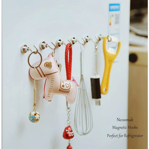 Heavy Duty Magnetic Hooks, 27 lb Pull Force, Strong Fridge Hanger Hooks for Cabinets and Grill, Silver White, 10 Pack 1