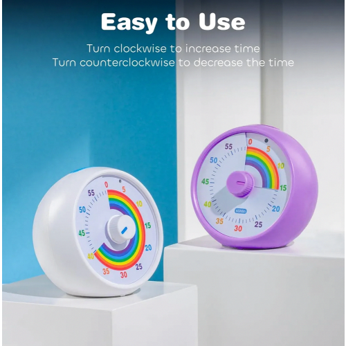 Visual Timer for Kids, 60 Minute Countdown for Classroom Office Kitchen, Desk Time Management Tool with Quiet Operation, Pomodoro 2
