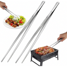 30cm Stainless Steel Kitchen Tweezers for Cooking and Frying, Precision Long Tongs for Plating and Serving