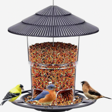 Mangiatoia sospesa per uccelli selvatici, casetta per uccelli da giardino e balcone resistente alle intemperie, nera, durevole per uso esterno