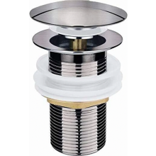 Universal Pop-Up Click Clack Bathroom Sink Drain Plug, Modern Basin Waste Drain Assembly Without Overflow, Chrome Finish for Washb