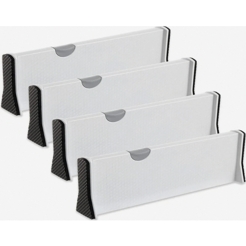 Adjustable Drawer Dividers, 4 Pack Drawer Organizer Inserts for Kitchen, Bedroom, and Office Storage