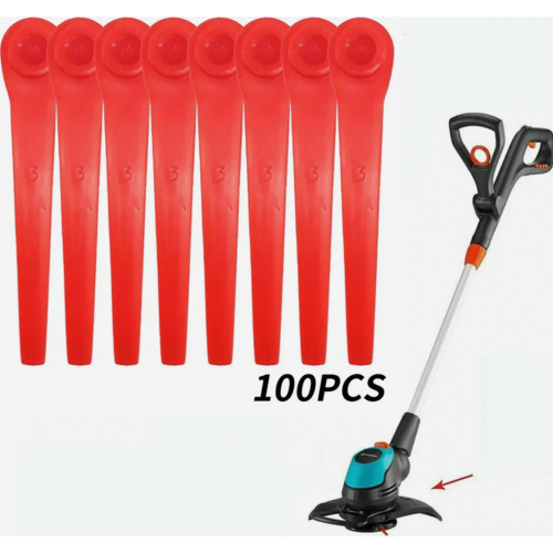 100-Pack Plastic Replacement Blades for Garden Grass Trimmer, Durable Cutter Set for Easy Lawn Maintenance