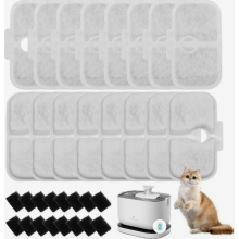 Juego de 32 filtros para bebederos de gatos (PLWF105, PLWF115, PLWF005), incluye 16 cartuchos de filtro y 16 esponjas de espuma.