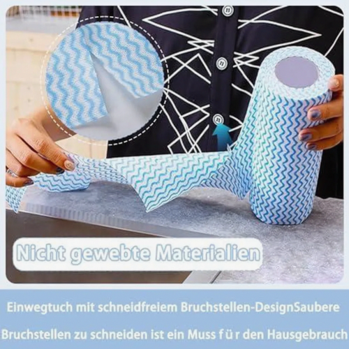 Disposable Cleaning Wipes on Roll, 4 Rolls Nonwoven Kitchen Cloths, 50 Sheets per Roll, Multicolor Dusting and Wiping Tissues for 2