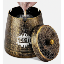 Asbak met deksel, 10 x 9 x 10 cm, grote windbestendige asbak van roestvrij staal met antislipvoet voor gebruik buitenshuis