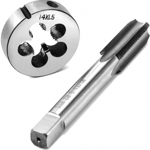 M14 x 1.5 Thread Tap and Die Set, Metric Fine Thread External and Internal Threading Tool Set, Durable Steel for Workshop Use