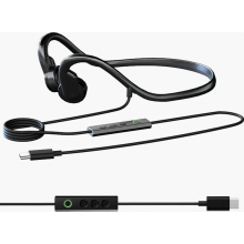 Botgeleidingskoptelefoon met kabel, bedrade sportoordopjes met microfoon, IPX5 waterbestendig, lichtgewicht muziekheadset voor R