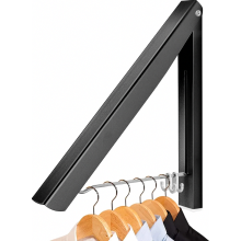 Wall Mounted Foldable Coat Hook, Aluminium Clothes Hanger Rack, Wall Organizer for Bedroom Bathroom Balcony, Black, 1 Piece