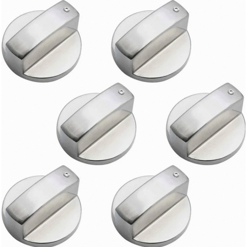 6 Piece Universal Metal Control Knobs, 6 mm Gas Stove Knobs for Oven, Hob, and Cooker Controls