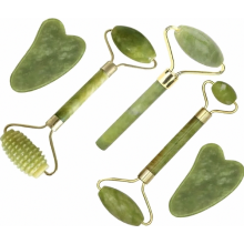 Jade Gua Sha gezichtsmassageset, 5-in-1 huidverzorgingsset met roller en massagetool, natuursteen voor dagelijkse gezichtsverzorging
