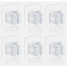 Set van 6 zelfklevende bezemhouders voor wandmontage, bezemclip-organizer voor dweilstelen, geschikt voor keuken, badkamer, tuin en meer.