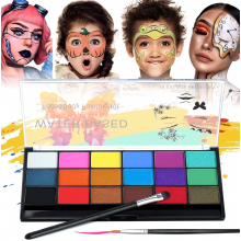 Schminkset voor kinderen en bodypaint met kwast, carnavalskleuren voor gezicht en lichaam voor feestjes, gladde, niet-giftige make-up voor creatieve