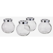 Set van 4 kruidenpotjes, glazen potjes van 180 ml met deksels, vaatwasmachinebestendig, transparante keukenpotjes.