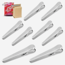 Set van 10 roestvrijstalen zakclips, 8 cm en 11,5 cm metalen zilverkleurige sluitclips, multifunctionele krokodillenklemmen voor voedselzakken, Coff