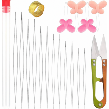 Beading Needles Set of 19 Large Eye Stainless Steel Threading Needles for Beads, Embroidery and Sewing, Ideal for Jewelry Making a