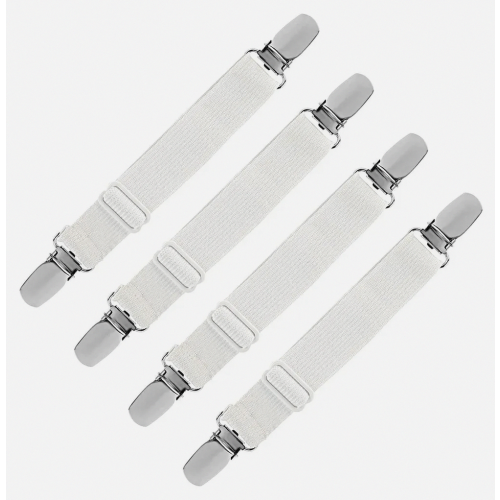 4 Stück Bügeltischspanner Verstellbar Bettlakenspanner Bügeltisch-Bezugspanner Bügelbezugsspanner Weiß