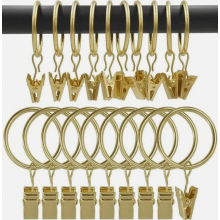 30 anelli per tende dorati, anelli a clip per tende antiruggine con occhielli, ganci per tende con diametro interno di 32 mm per porte, finestre e s