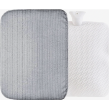 Bolsa de agua caliente extragrande de 9 litros con funda polar gris para aliviar el dolor y calentar el cuello, los hombros, los pies y las manos.