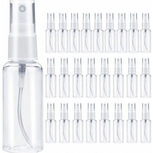 50 Pack 50ml Empty Mini Spray Bottles, Small Plastic Refillable Atomizer Bottles for Water, Alcohol and Daily Use