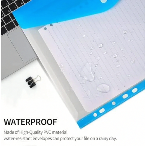 A4 Transparent Document Wallets, 12 Pack, Expandable Waterproof Filing Folders with Snap Closure, 6 Colors 2