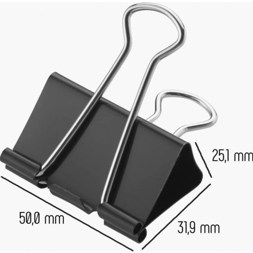 Foldback Clips 50 mm Black 12 Pack Metal Document Clips for Office and Home Durable Reusable Paper Clips 2