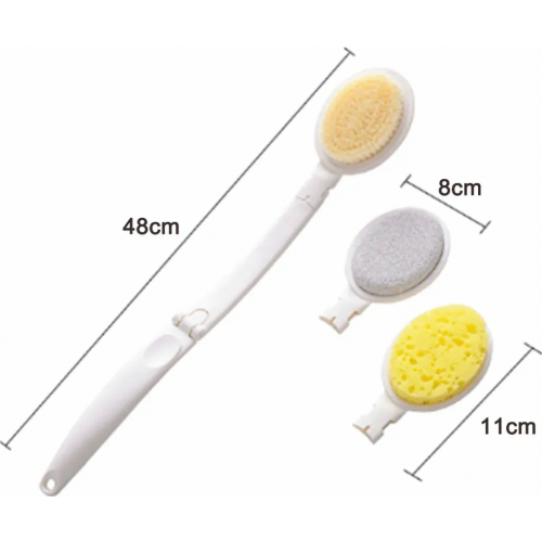 Back Lotion Applicator for Back, Lotion Applicator with 3 Interchangeable Heads, Long Handle for Easy Use, Blue Handle 1