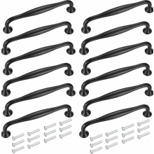 Set van 12 keukenkastgrepen van 128 mm, zwarte aluminiumlegering, inclusief schroeven, voor kasten en dressoirs.