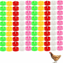 Verpakking van 100 stuks identificatieringen voor kippenpoten, eenden en ganzen, met clipsluiting, willekeurige kleuren.