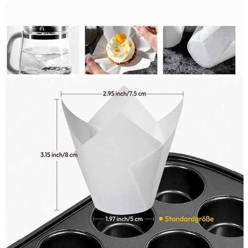 200 Stück Tulpen Muffinförmchen Papier Cupcake Backbecher für Party 1