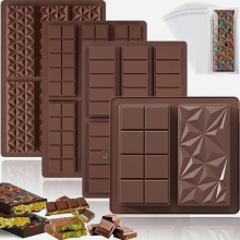 4 Pack Silicone Chocolate Bar Molds, Deep Cavity Chocolate Moulds for Chocolates, Pralines and Candy, Extra Deep Design
