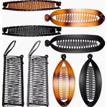 8-delige set met banaanvormige haarclips, draagbare clincher kammen, grote vintage banaanvormige haarclipkam, dubbele kam met clipklauwen, set inclu