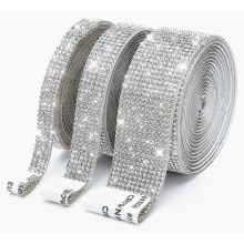 Rolla Ribín Criostail Féinghreamaitheach Rhinestone Diamant, 3 Slat Greamáin Maisiúcháin DIY Rhinestone Glitter le Rhinestones 2 mm