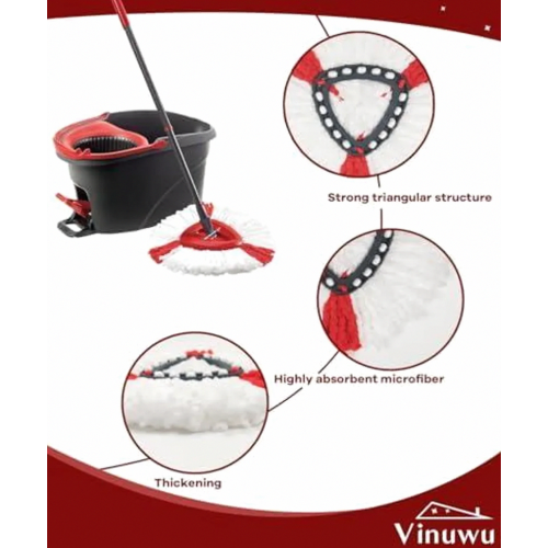 5 Pack Microfiber Mop Head Refills for Triangle Swivel Mops, Machine Washable, Easy to Replace, Deep Cleaning for 1-Tank System, R 2