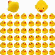50er-Pack gelbe Gummienten als Badespielzeug für Kinder, schwimmende, quietschende Mini-Enten für Badewanne, Dusche und Geburtstagsfeiern