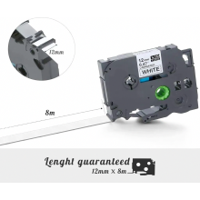 4er-Pack Etikettenband, 12 mm breit, schwarz auf weiß, 8 m Länge, kompatibel mit P-Touch 1010, 1000, D400, H100LB, 900, langlebiger Ersatz