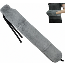 Extra lange Wärmflasche mit weichem Bezug und Kängurutaschen, 72 cm 2 L, flauschiger Nacken- und Schulterwärmer