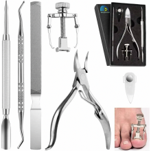 Set zur Behandlung eingewachsener Zehennägel, professionelles Nagelpflegeset, 6-teiliges Premium-Maniküre- und Pediküre-Set aus Edelstahl mi