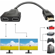 HDMI Splitter Adapter,1080P HDMI Stecker auf Dual HDMI Buchse,1 auf 2 Wege HDMI Splitter Adapterkabel für HDTV HD, LED, LCD Monitor und Projektoren,