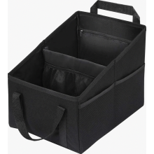 Faltbare Aufbewahrungsbox für den Beifahrersitz mit Trennwänden, Griffen und mehreren Netztaschen