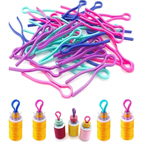 100-Pack Bobbin Thread Holders for Sewing Machines, Spool Clamps to Keep Thread Tails Tidy, Secure Bobbin and Thread Ends, Durable