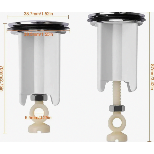 2 Pack Universal Adjustable Sink Drain Stoppers, 40mm Premium Replacement Plugs for Bathroom, Kitchen Basin, Washbasin and Sink 1