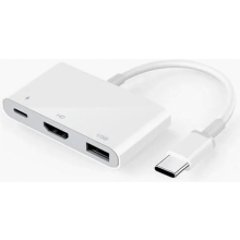 USB-C-zu-HDMI-Adapter 3-in-1: 4K HDMI, 100-W-PD-Ladeanschluss und USB-3.0-Hub, kompatibel mit iPhone 15/16/17, iPad und MacBook