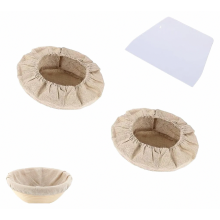 2er-Pack Leinen-Gärtücher für Brotbacken mit Teigschaber, 25 cm Teigtuch für Gärkorb und Brotkorb, Ba