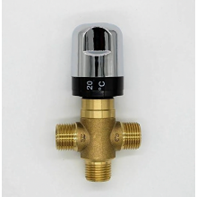 Thermostat-Mischventil 1/2 Zoll Außengewinde (BSP) für Dusche, Waschbecken und Badewanne, Dreiwege-Mischer, Messing-Finish, Braun