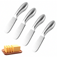 4-teiliges Buttermesser-Set aus Edelstahl, kleine Käse- und Brotstreicher, Spatel für Marmelade und Frischkäse, 13,5 cm Silber