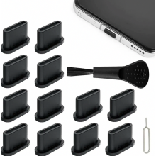 12 Pack USB C Dust Plugs, Silicone USB 3.1 Type C Port Covers for Most Type C Phones and Tablets, with Brush and SIM Card Ejector