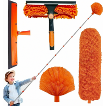 Telescopische stofborstel van 6 m, uitschuifbare microvezelstofdoek met steel van 1,5 tot 4,9 m, raamtrekker met schrobber, spinnenwebreiniger