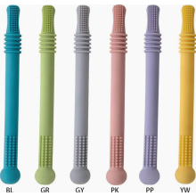 Set van 6 zachte bijtspeeltjes voor baby's, holle kauwbuisjes, flexibele siliconen bijtstaafjes, BPA-vrij.